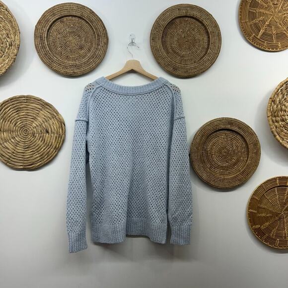 Aerie Baby Blue V-Neck Cozy Pullover Oversized Knit Sweater Small - Picture 2 of 7